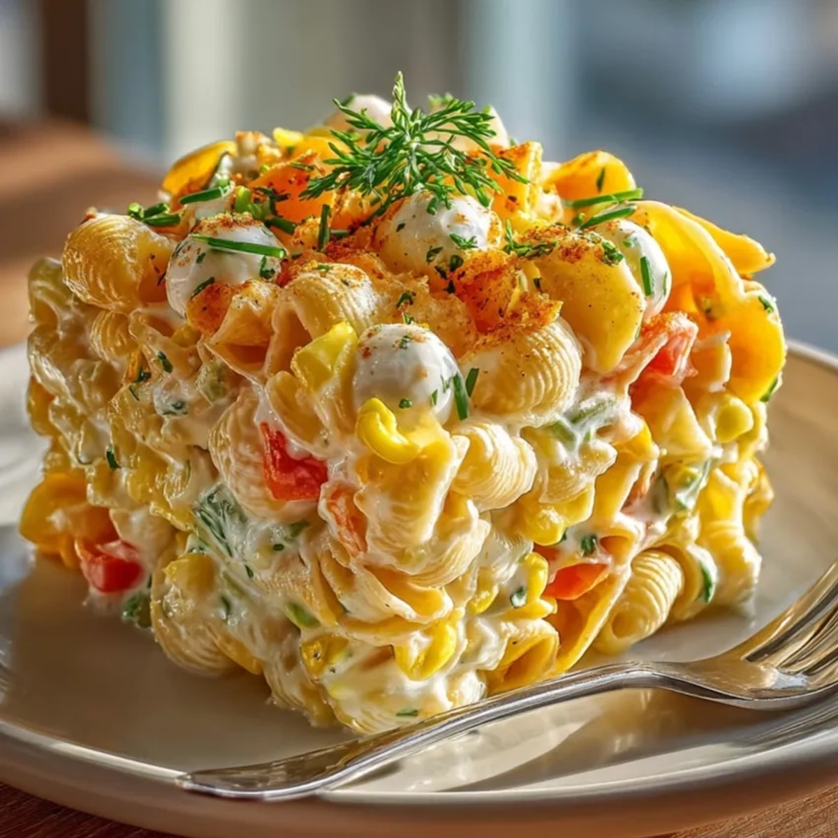 Creamy and delicious, this Halloween Candy Corn Pasta Salad makes a perfect side dish.