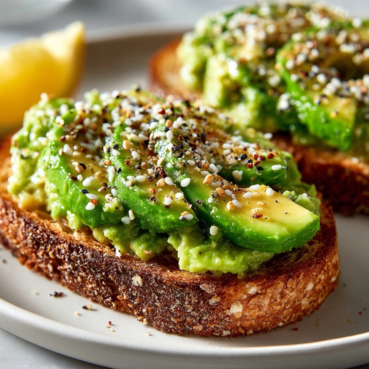 Savory avocado toast with everything seasoning, a quick and easy snack ideal for any occasion.
