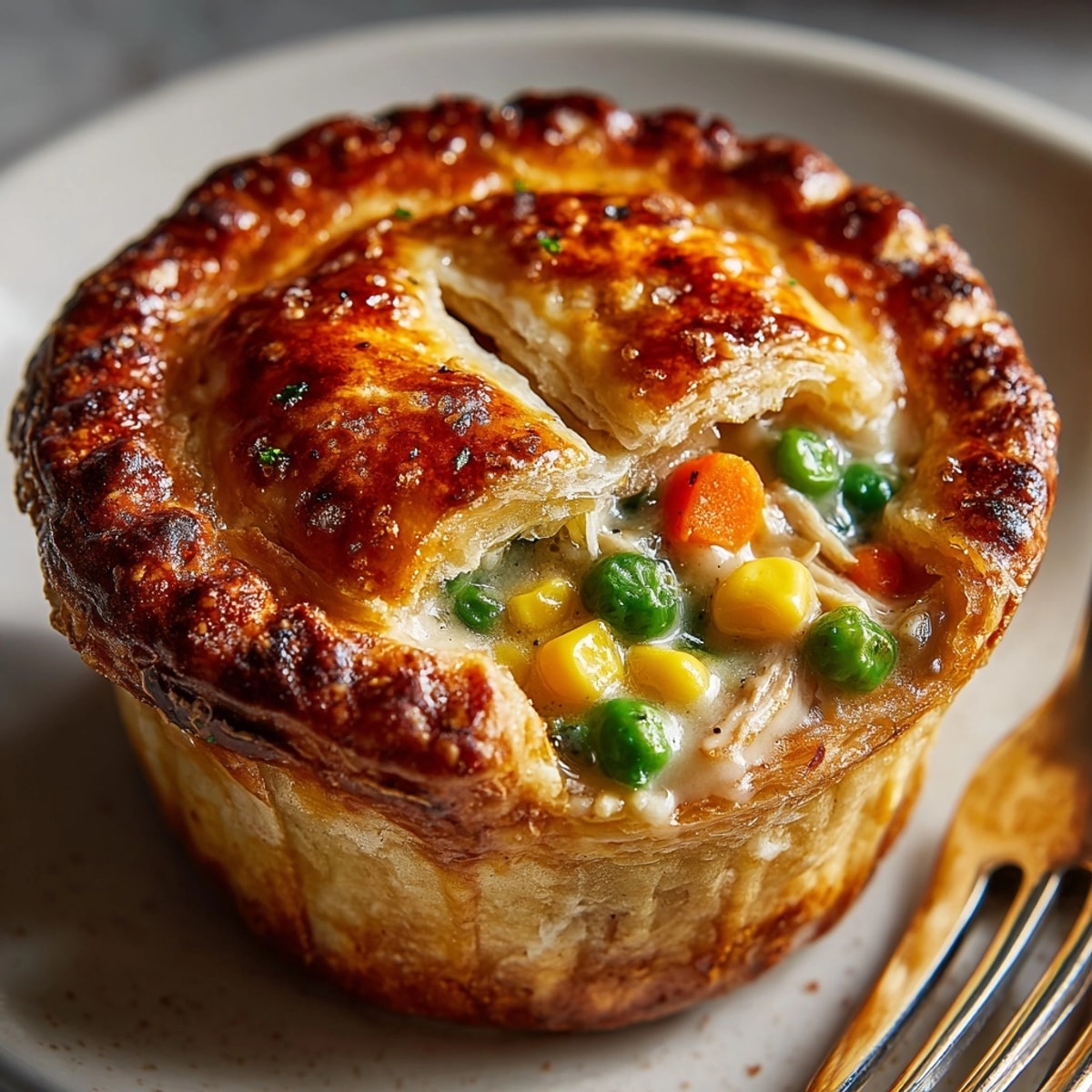 Creamy Mini Turkey Pot Pies recipe, Thanksgiving leftovers transformed into delicious handheld pies.