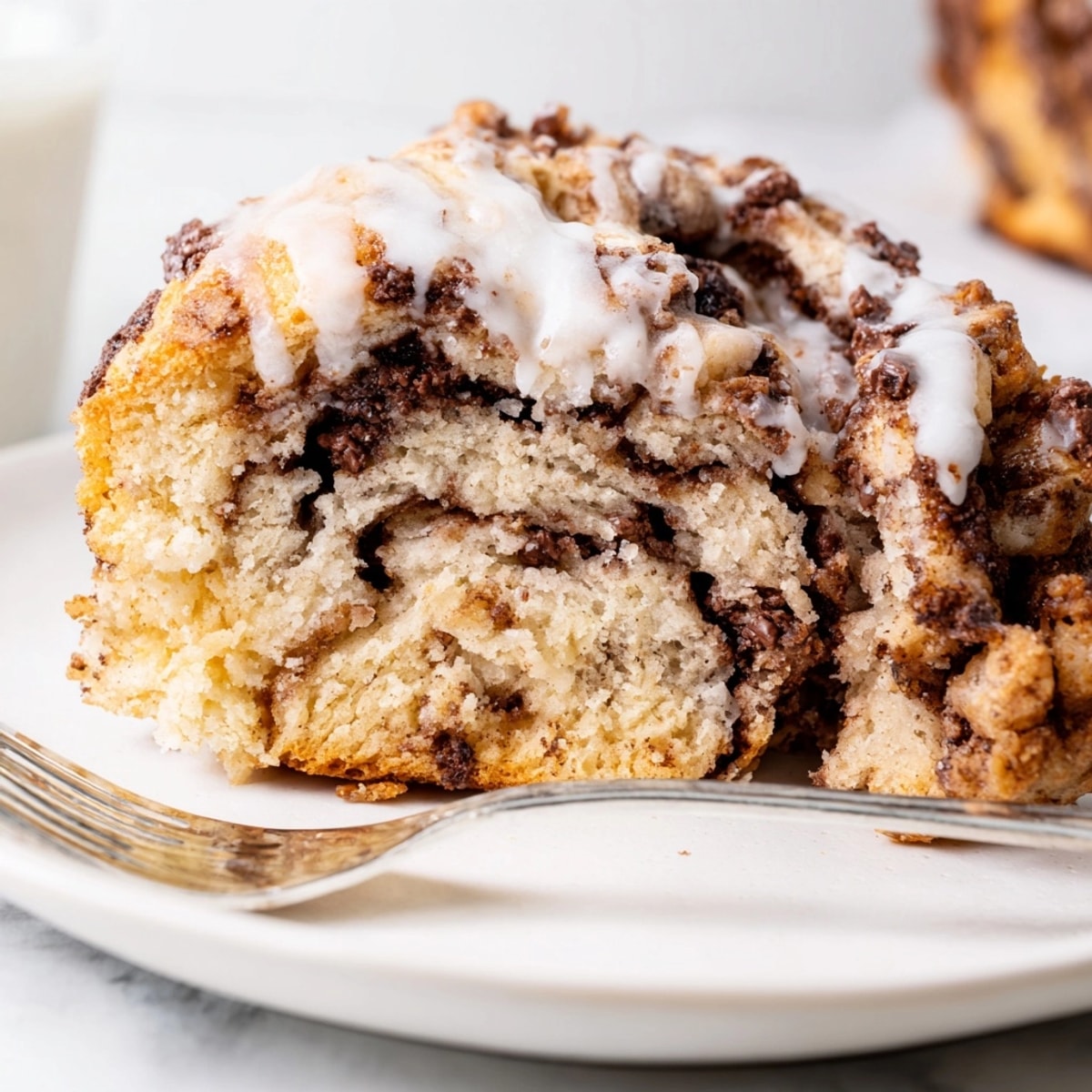 A batch of freshly baked chocolate cinnamon roll scones, ready for brunch.