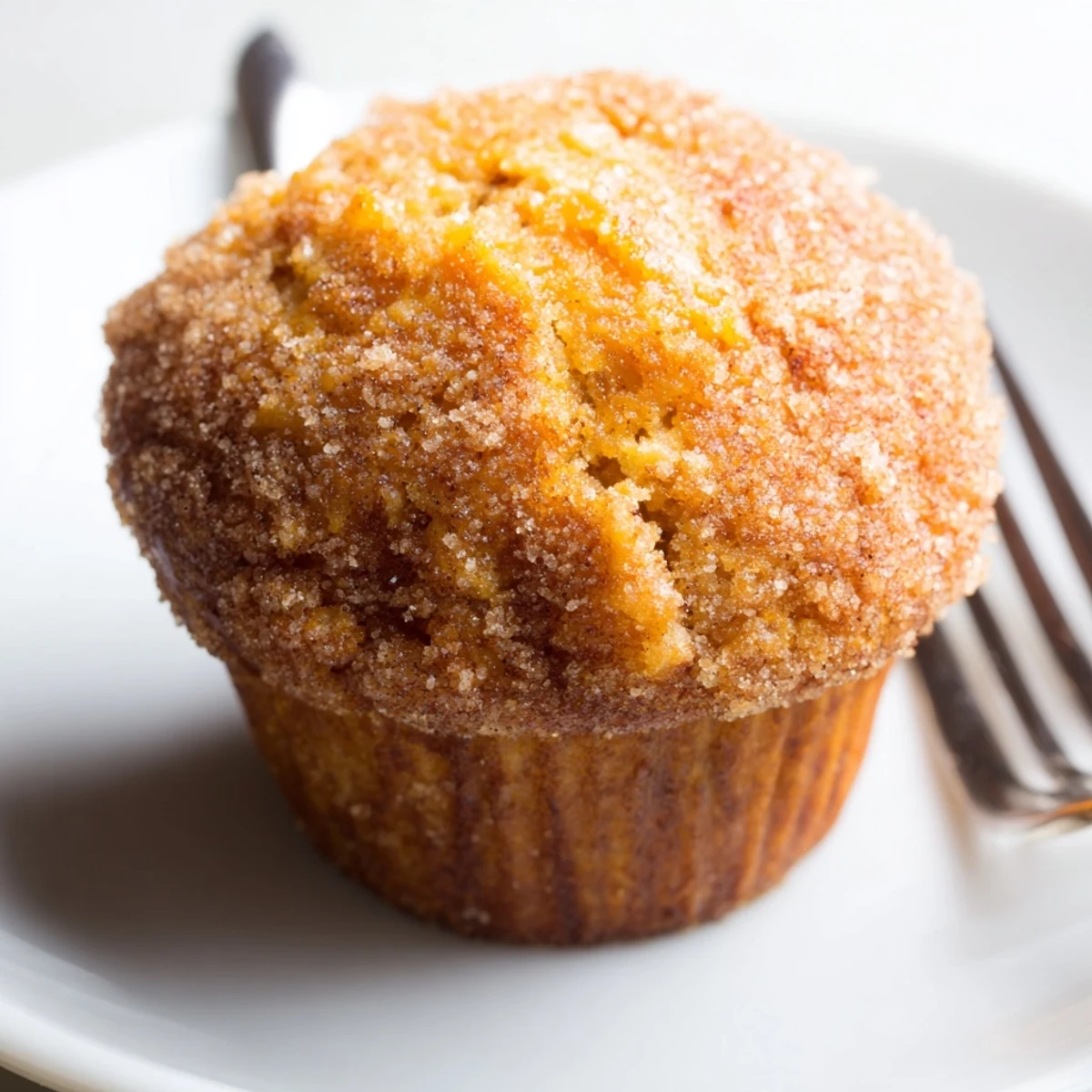 Moist cheddar pumpkin churro muffins topped with buttery cinnamon-sugar, ideal for breakfast.  