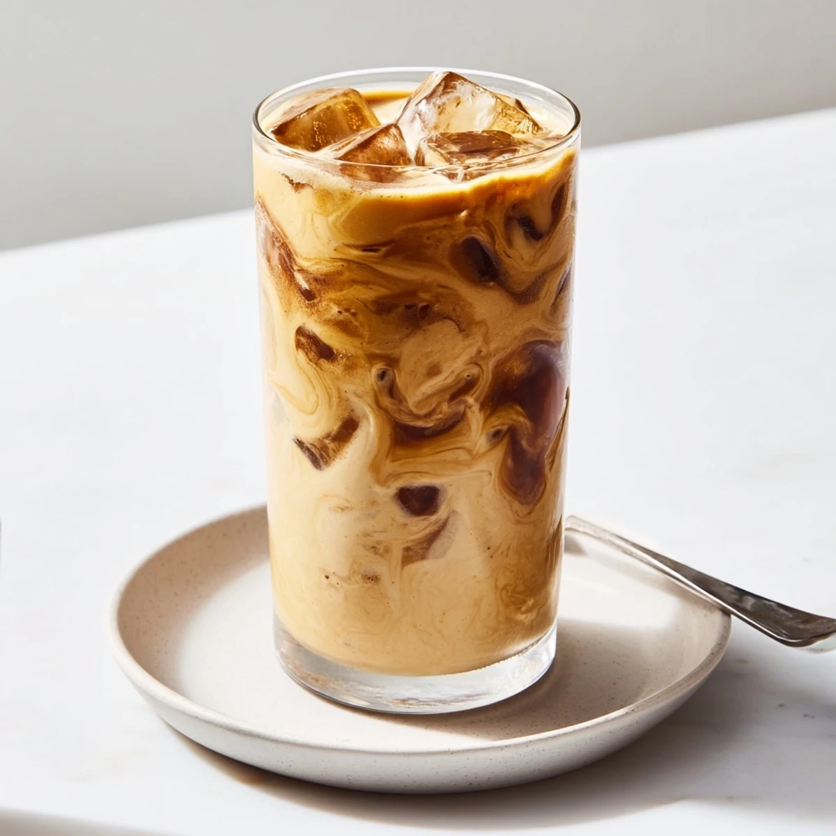 Refreshing tahini iced coffee, blending cold brew and nutty tahini for summer delight.  