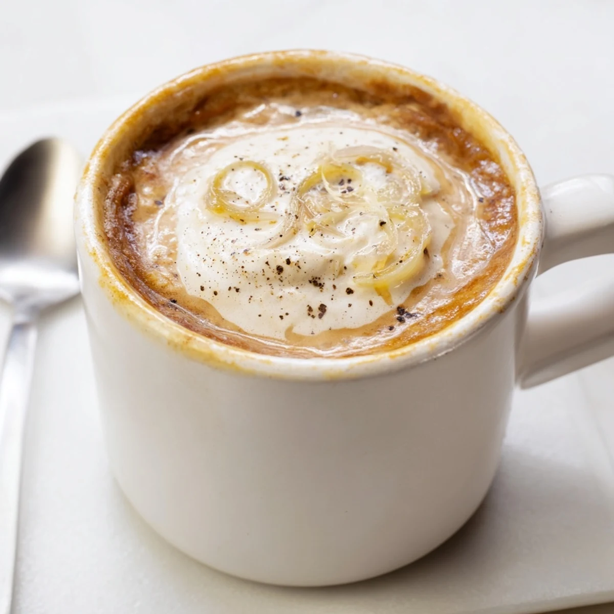 Bold Onion Latte featuring rich espresso and smooth, sweet onion flavors combined.  