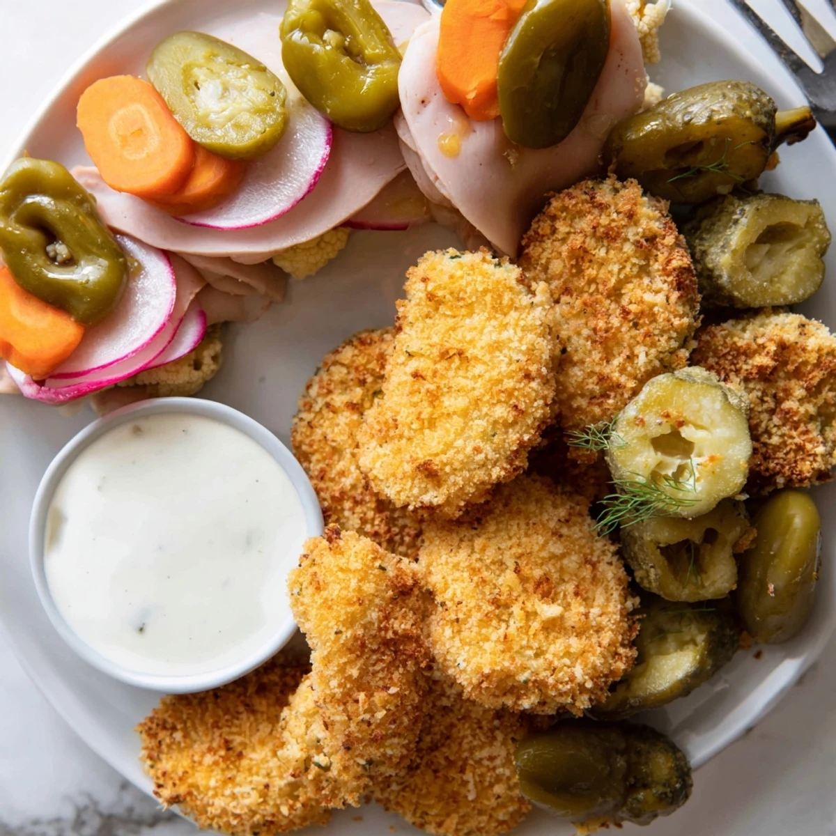 Crispy fried pickles served with tangy ranch for the Pickle Lovers Meal.  