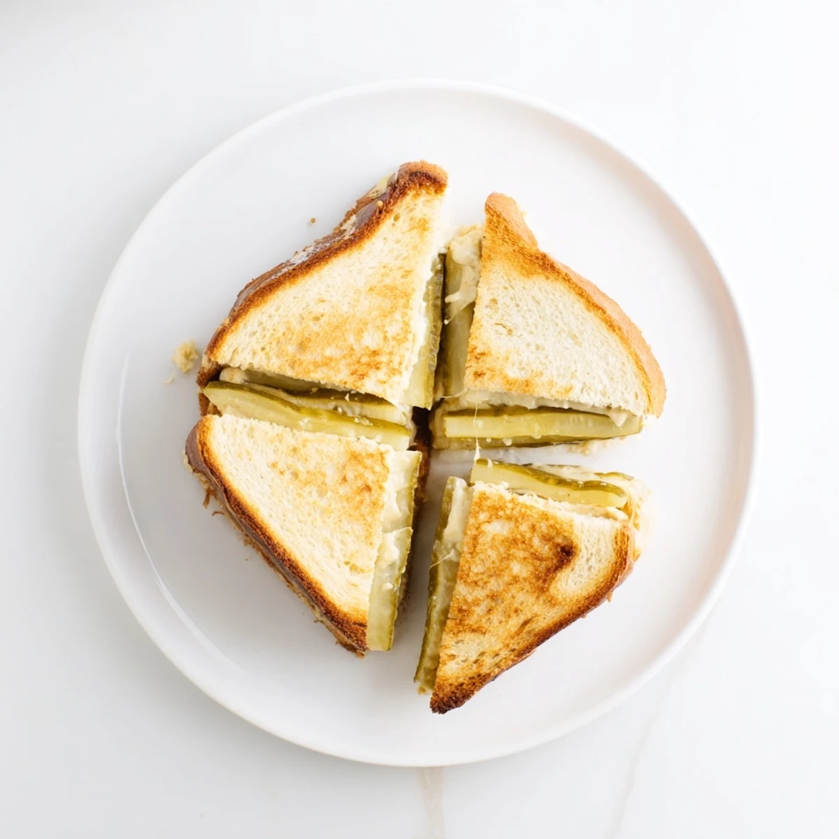 Gooey Pickle Grilled Cheese, a melty, golden sandwich with visible pickle slices, ready to savor.