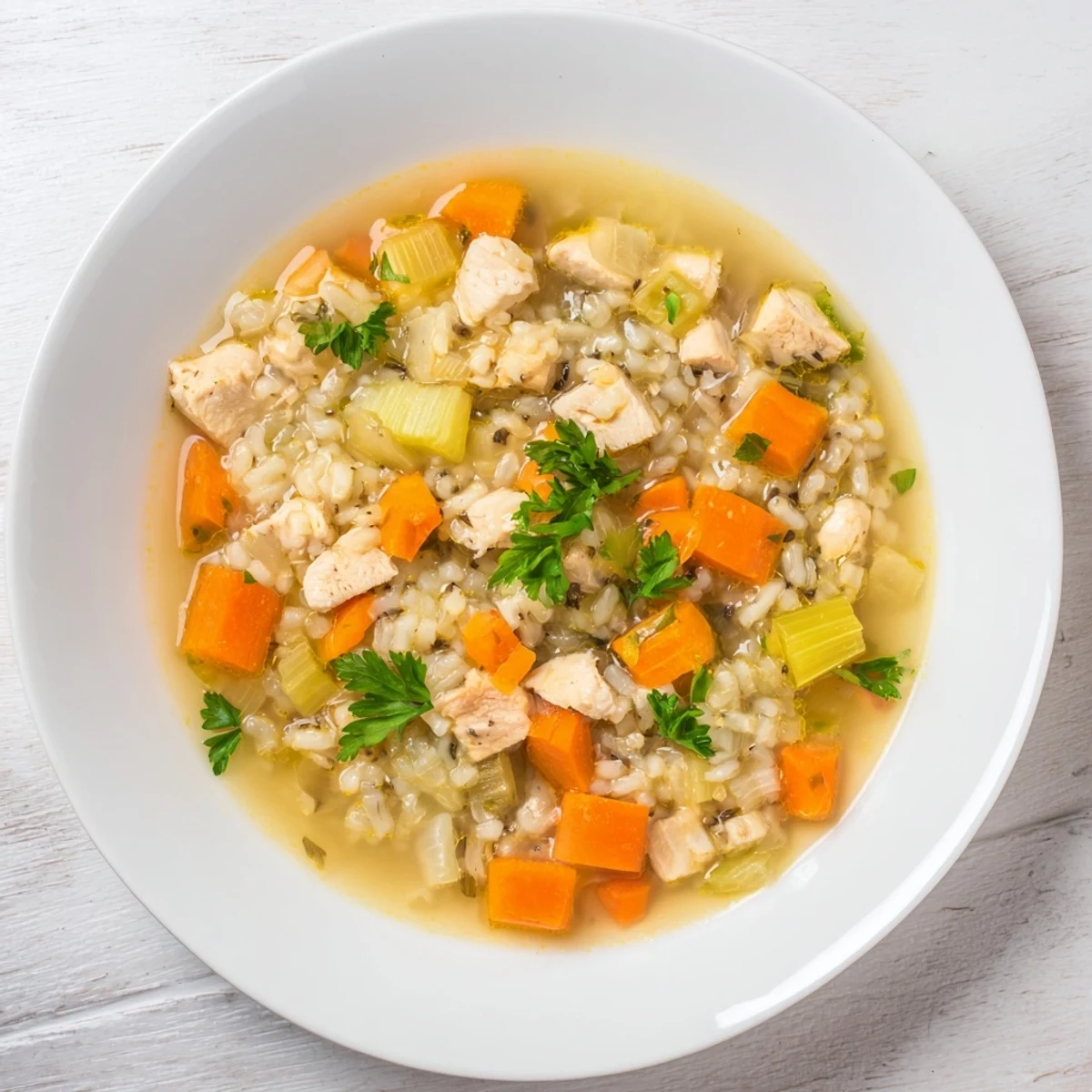 A delicious, easy-to-make Quick Chicken and Wild Rice Soup served in a bowl, ready to enjoy.