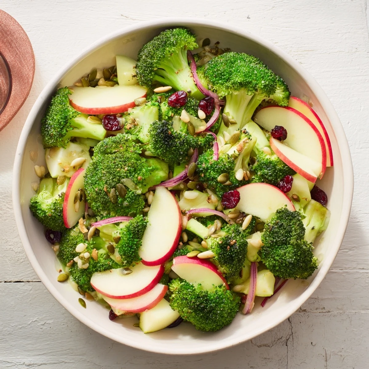 Vibrant Broccoli and Apple Hot Girl Salad, featuring crisp broccoli and sweet apple slices, ready to serve.