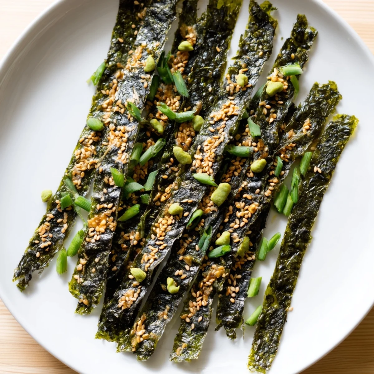 Crispy, golden-brown Snacks de Vague Surf, a vibrant seaweed snack ready to eat.