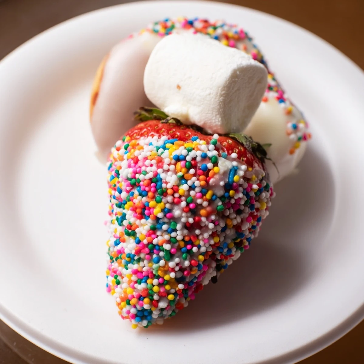 Festive Rainbow Sprinkle Party Board, a colorful dessert platter with dipped and sprinkled treats.