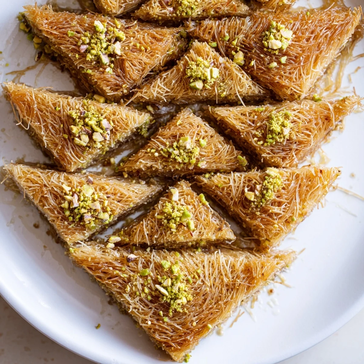 Imagine the aroma: Warm, glistening Egyptian konafa, perfectly syrup-soaked, ready to serve.