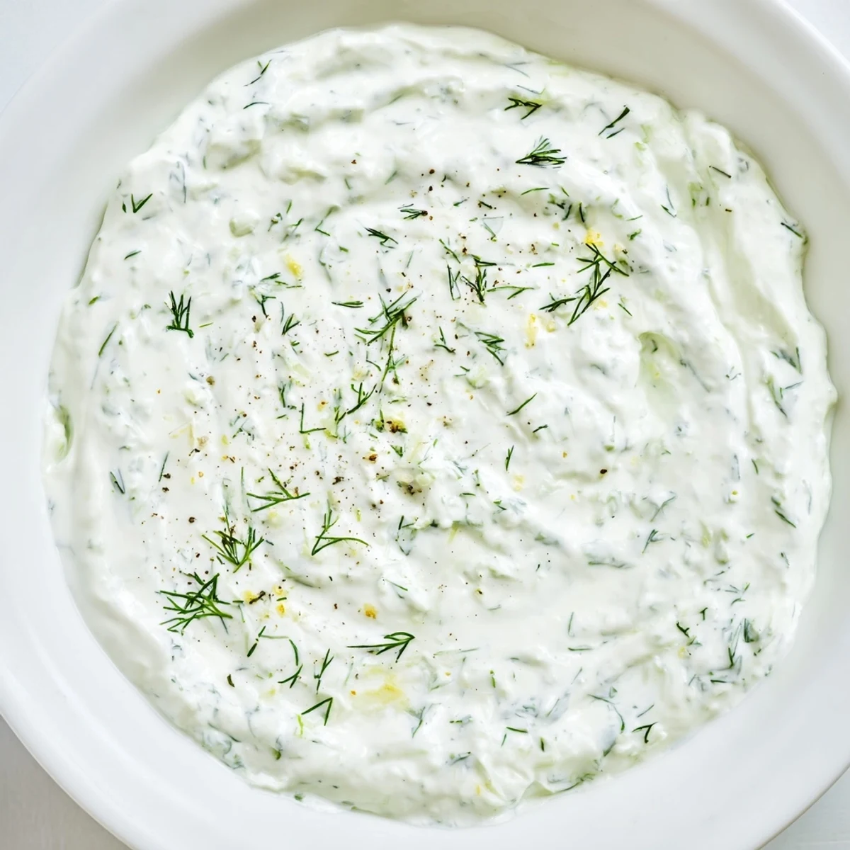 Vibrant Greek Yogurt Herb Dip, speckled with fresh herbs, ready for dipping vegetables or pita chips.