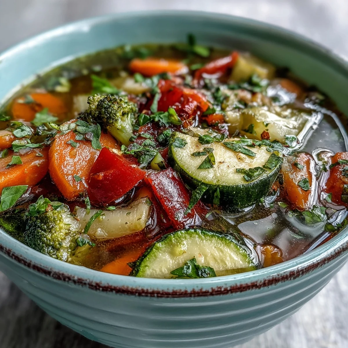Steaming Ginger Vegetable Soup bowl with fresh cilantro garnish, ready to enjoy.