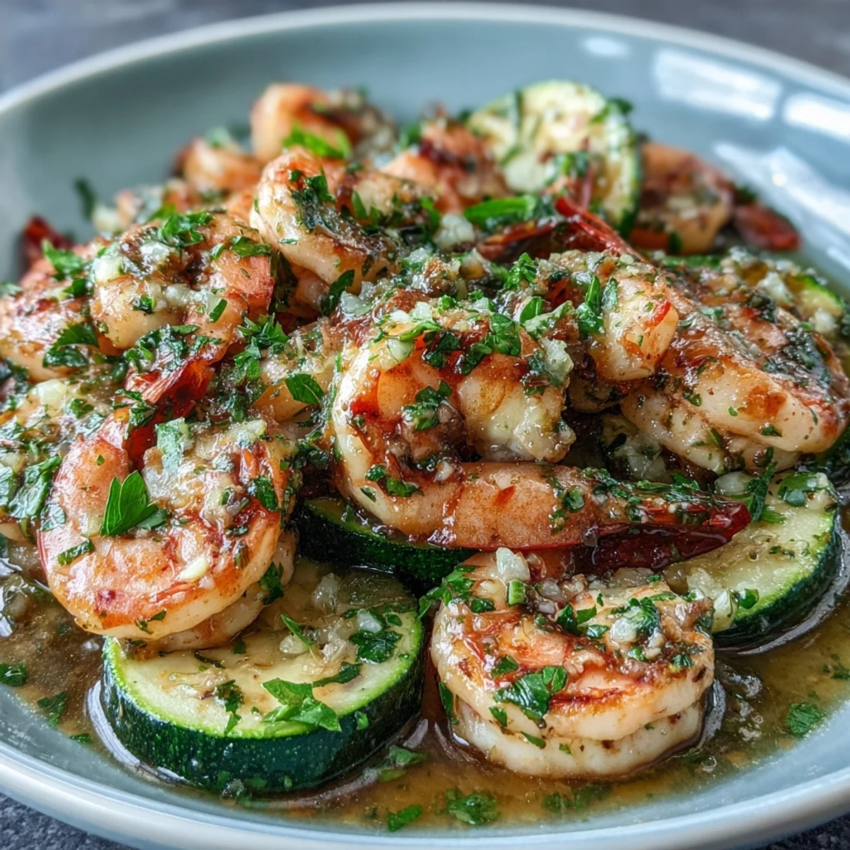 Keto Lemon Butter Garlic Shrimp Packets with Zucchini bursting with tender shrimp and fresh zucchini in foil.  