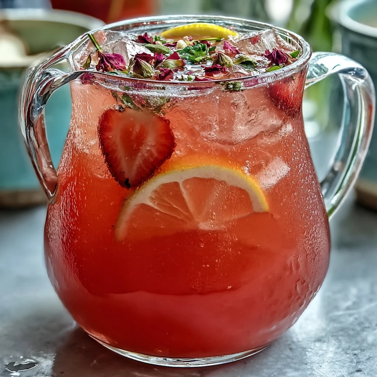 Strawberry Rose Lemonade Pitcher