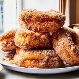 Air Fryer Pasta Christmas Crack, crispy bowtie pasta coated in cinnamon sugar, perfect festive party food.
