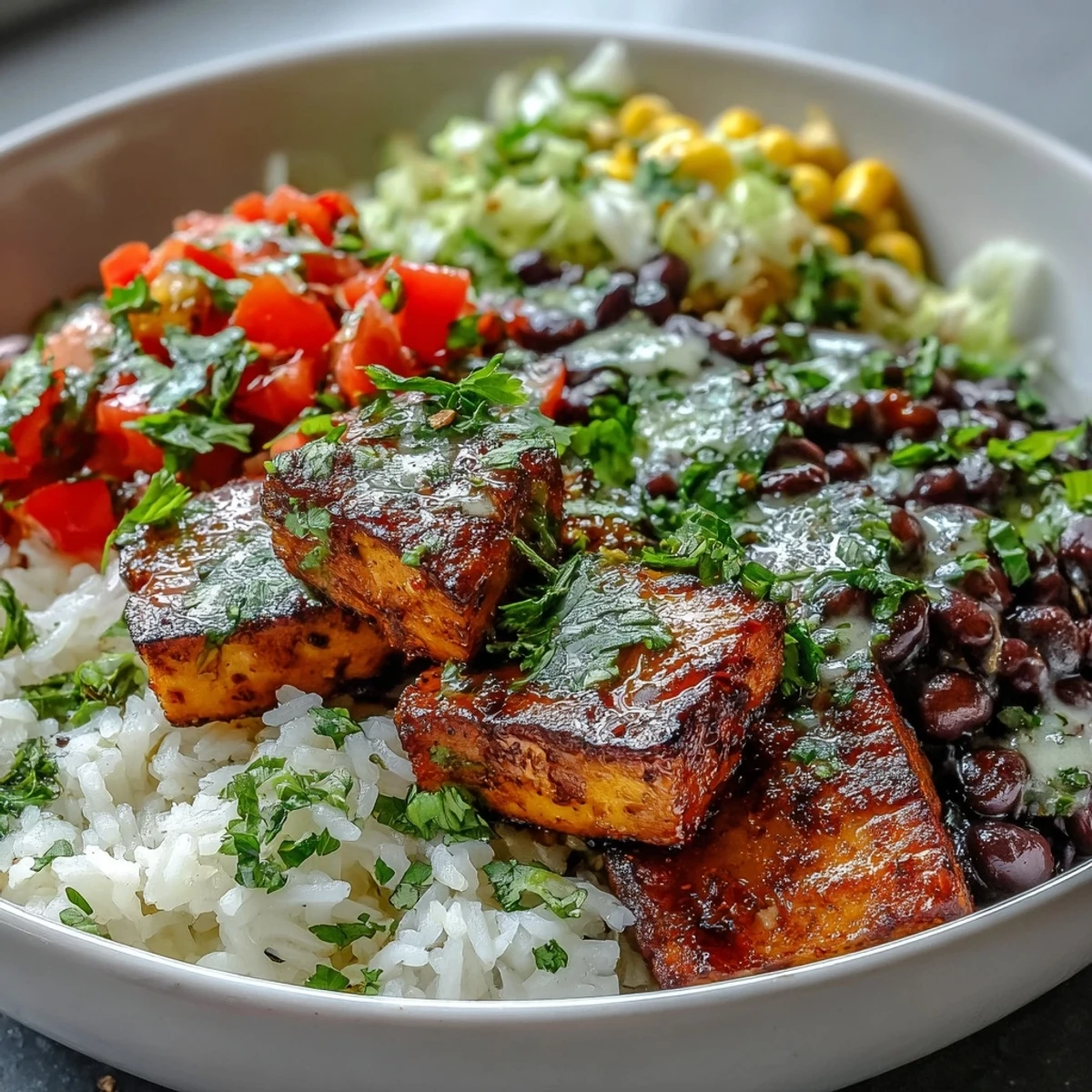 Healthy Mexican-inspired Meal Prep Burrito Bowl Base featuring colorful bell peppers, crisp lettuce, and corn kernels ready for weekly meal prep.