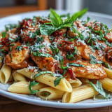 Hearty Creamy Tomato Basil Chicken Pasta, perfect for a comforting, flavorful weeknight meal.