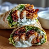 Tender breaded chicken strips piled high in a Caesar salad wrap.