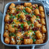 Comforting Chicken Bacon Ranch Tater Tot Casserole, a perfect family dinner dish.