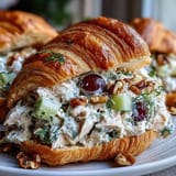 Golden mini croissants filled high with creamy Apple Chicken Salad, a perfect party appetizer.