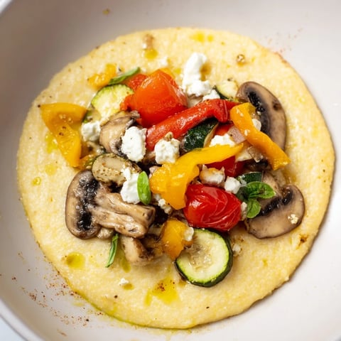 Creamy Cornmeal Mush Polenta Bowls with roasted vegetables, a comforting and flavorful vegetarian meal.
