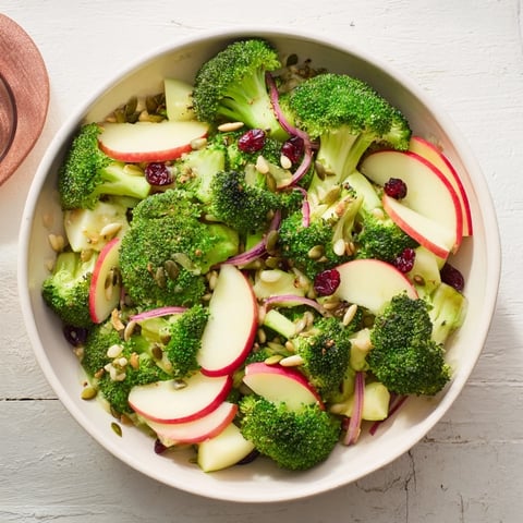 Vibrant Broccoli and Apple Hot Girl Salad, featuring crisp broccoli and sweet apple slices, ready to serve.