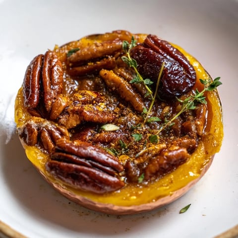Warm Copper Kettle appetizer with caramelized onions, pecans, and dates, served to impress.