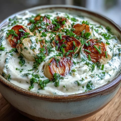 Velvety roasted garlic and herb soup, steaming in a bowl with fresh herbs.