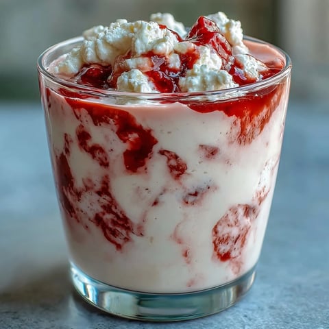 A creamy, high-protein smoothie blending cottage cheese and fresh strawberries for a refreshing breakfast or snack.