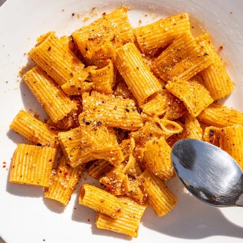 Golden baked pasta chips, seasoned to perfection for an irresistible snack experience.  