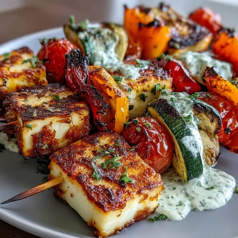 Grilled Veggie Halloumi Skewers
