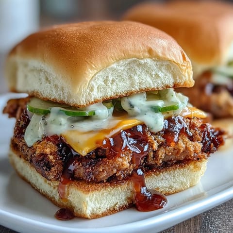 Mini smash burger rolls stacked on a platter with melted cheese, pickles, and onions, perfect for parties and game day snacking.