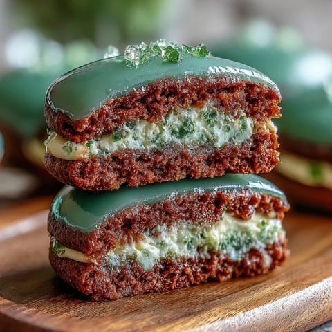 Sparkly St. Patricks Day Green Sugar Cookie Sandwiches with creamy vanilla filling and shimmering green sugar coating.