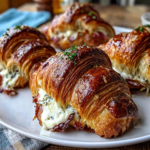 Ham and Swiss Croissant Bake with golden, flaky croissants, savory ham, and melted Swiss cheese in a creamy egg custard, baked until bubbly and irresistible.