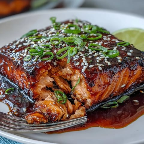 Beautifully roasted Miso Glazed Salmon with Sesame Bok Choy, ready to serve.