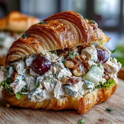 Close-up of Apple Chicken Salad Croissant Bites, bursting with fresh flavors on mini croissants.