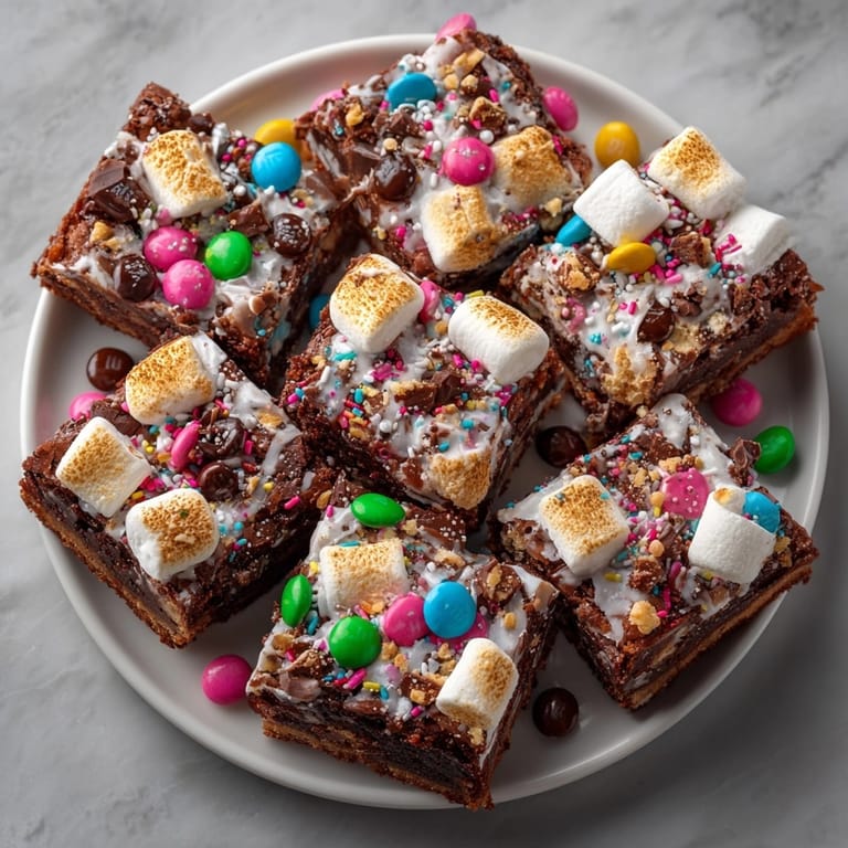 This delicious Chaos Cake M&M Holiday Brownie Slab Mess is a festive, easy-to-make chocolate dessert.