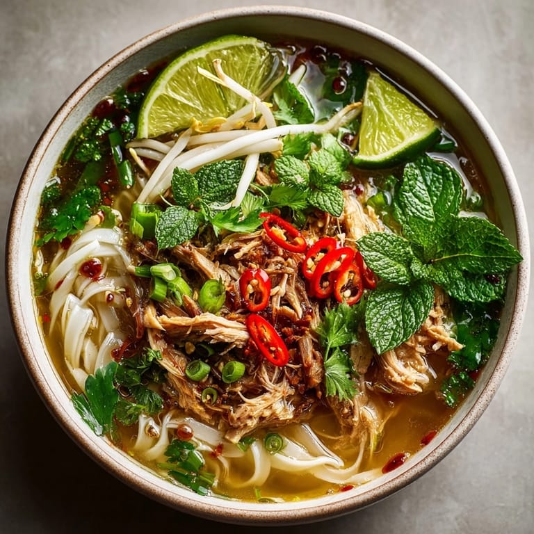 Warm, comforting Leftover Turkey Pho recipe, with rice noodles and flavorful spiced broth.