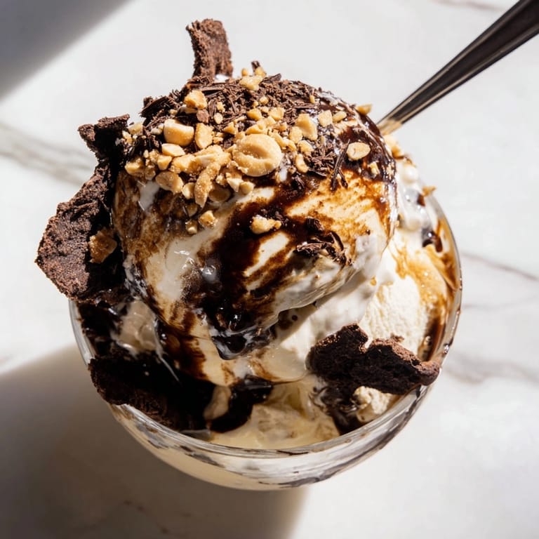 Scoops of vanilla gelato swimming in espresso: the perfect Italian Affogato dessert.