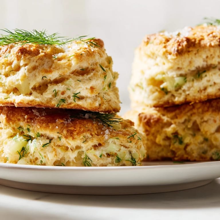 Savory scones with dill pickles and honey, ideal for snack time delight.  