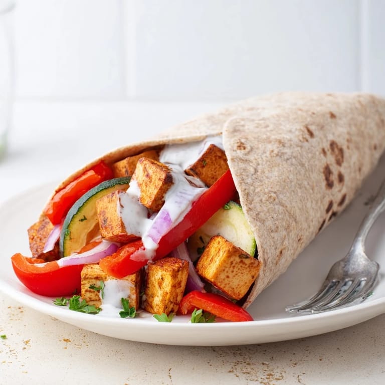 Satisfying Vegan Viral Recipe re-make featuring golden tofu and fresh veggies drizzled in sauce.