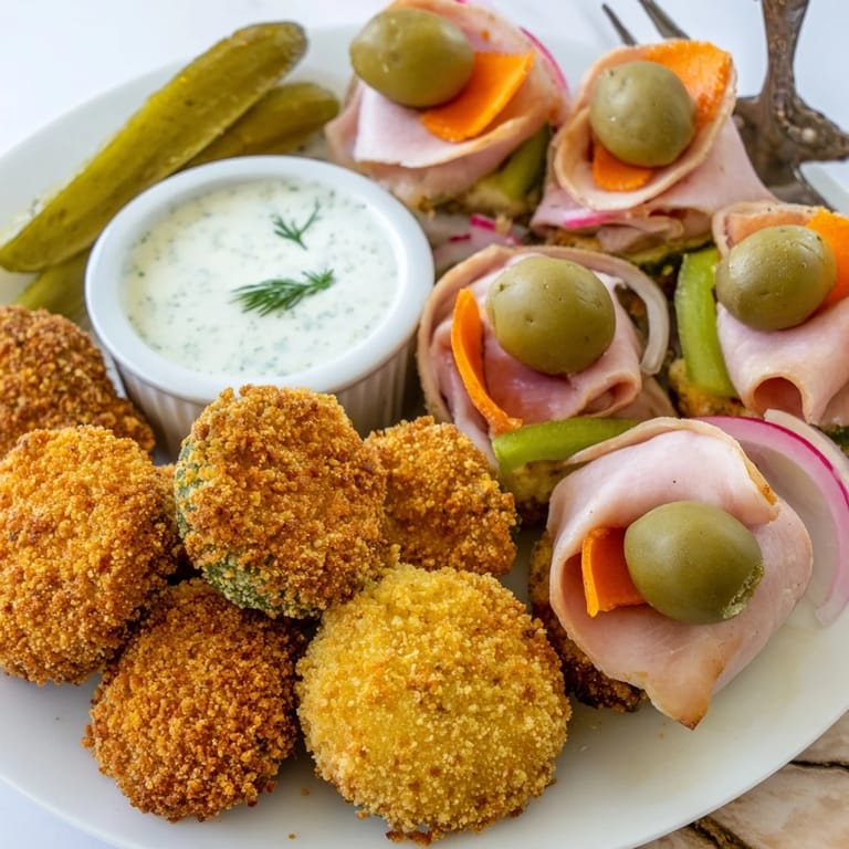 Delicious fried pickles and savory snacks for a true Pickle Lovers Meal.