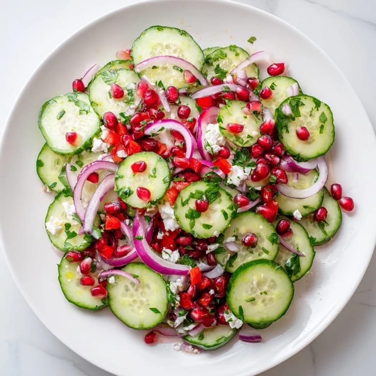 A colorful bowl of Healthy Cucumber Christmas Salad, a festive and appealing vegetarian dish for the holidays.