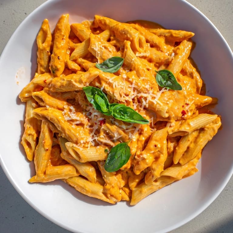 This quick and easy 15-Minute Creamy Red Pepper Pasta recipe features a silky, smooth red pepper sauce.