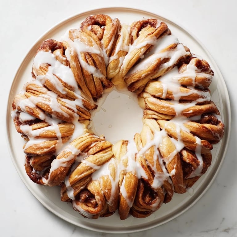 Warm, soft layers of the giant snowflake sweet roll with cinnamon filling, ready to serve and enjoy.