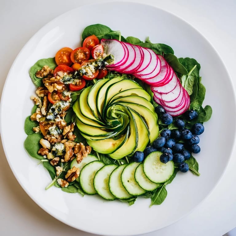 This beautiful Fibonacci Fan Salad features fresh greens, vibrant tomatoes, and a honey-lemon vinaigrette drizzled.