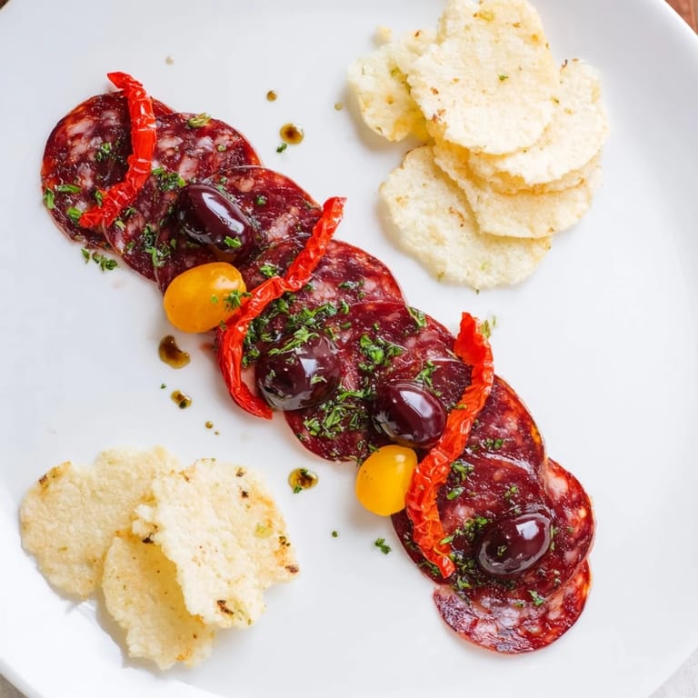 Elegant serving of The Crimson Tide, a delicious appetizer with contrasting colors and flavors.