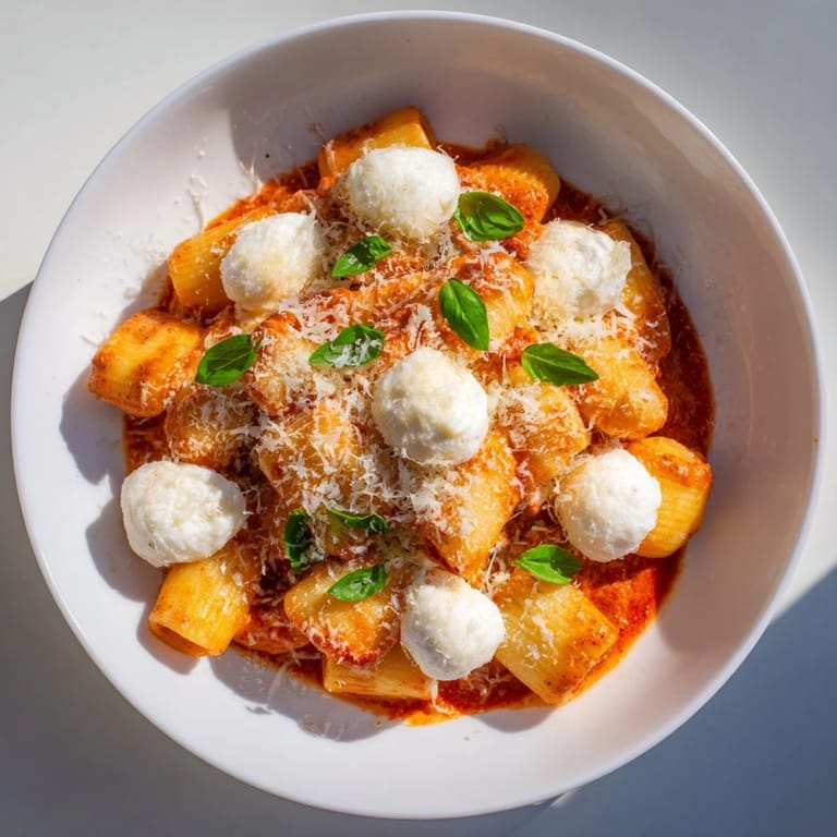 Close-up shot: Vibrant Creamy Roasted Red Pepper Santa Hat Pasta, perfect for a cozy, vegetarian meal.