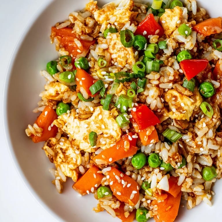 Enjoy the savory aroma of Egg Fried Rice, a quick weeknight stir-fry with fluffy rice and fresh scallions!
