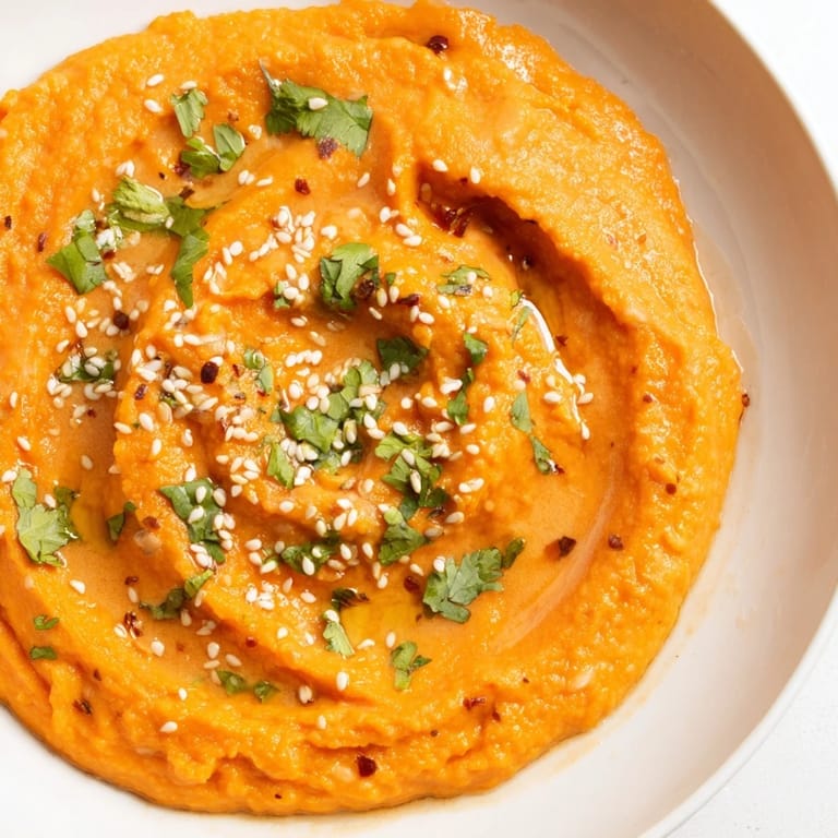 Golden-brown crudités surround a bowl of Carrot Ginger Dip, a savory and aromatic appetizer for any gathering.